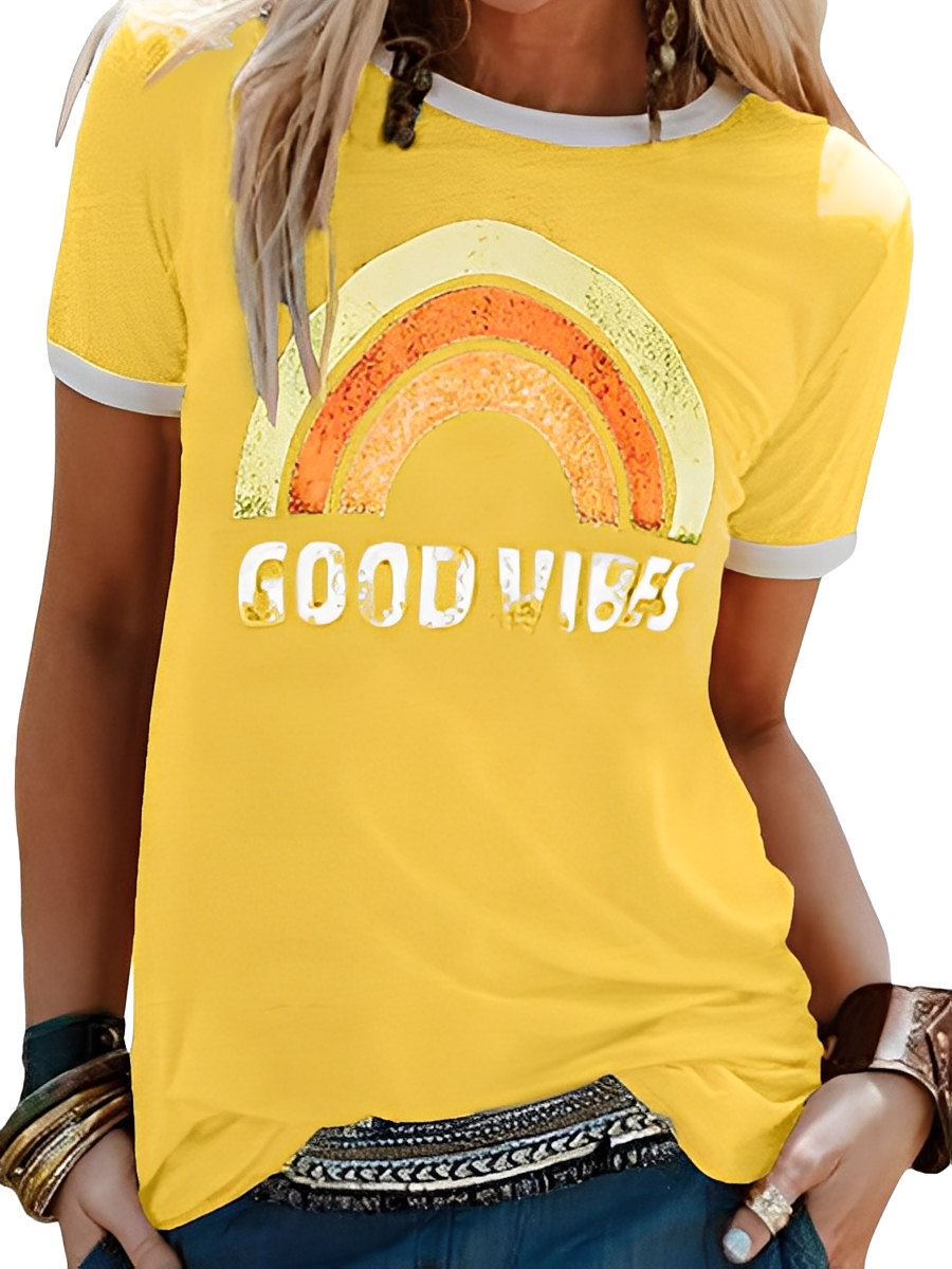 Daria - Simple Shirt with Good Vibes Print for Women