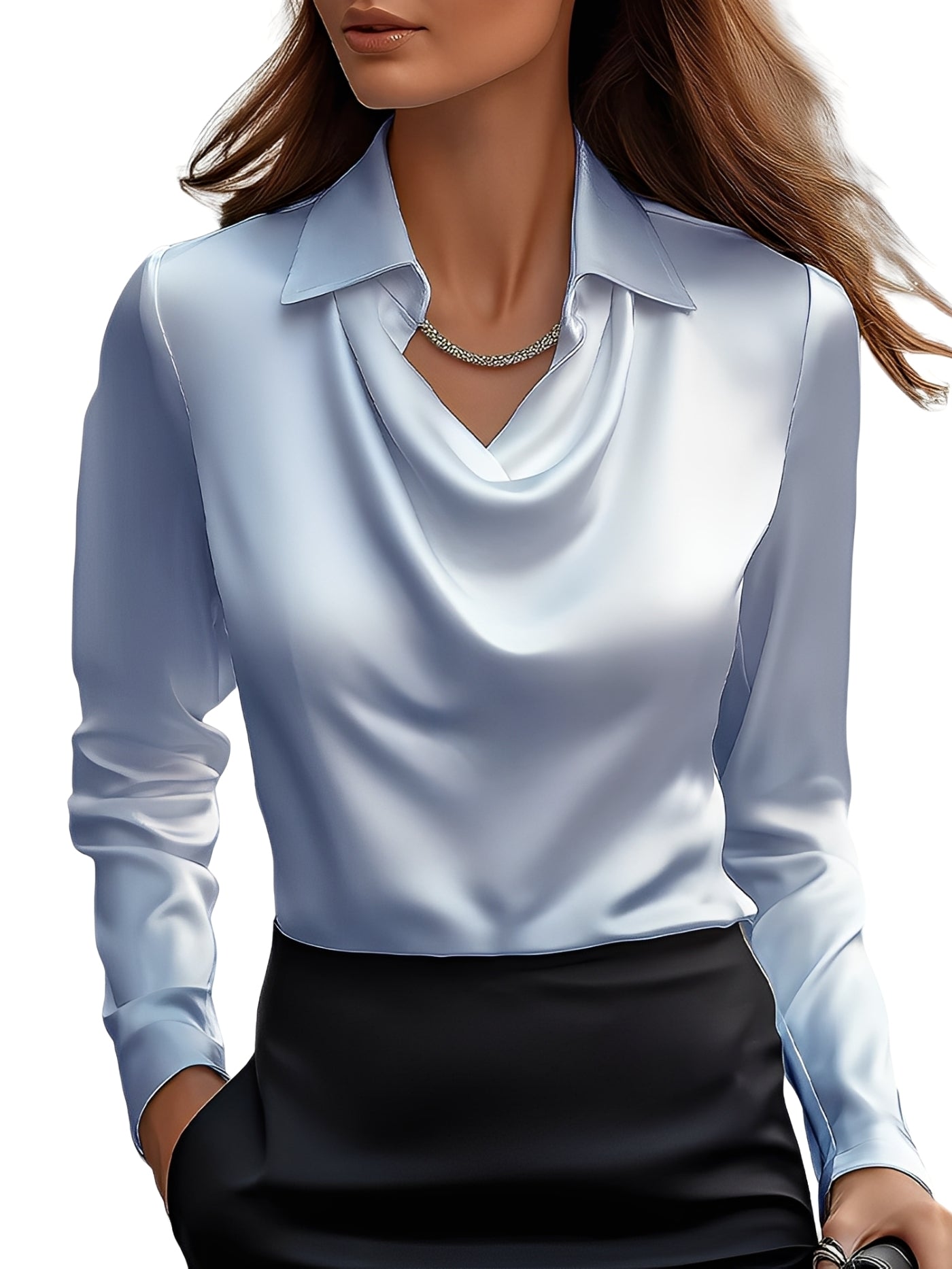 Dionne - Elegant Long Sleeve Blouse from Satin for Women