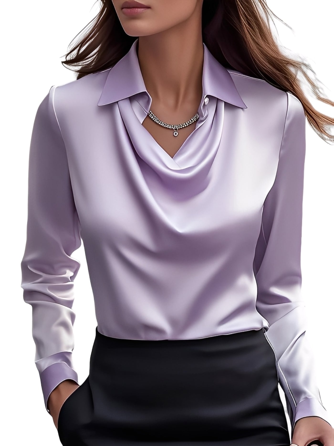 Dionne - Elegant Long Sleeve Blouse from Satin for Women
