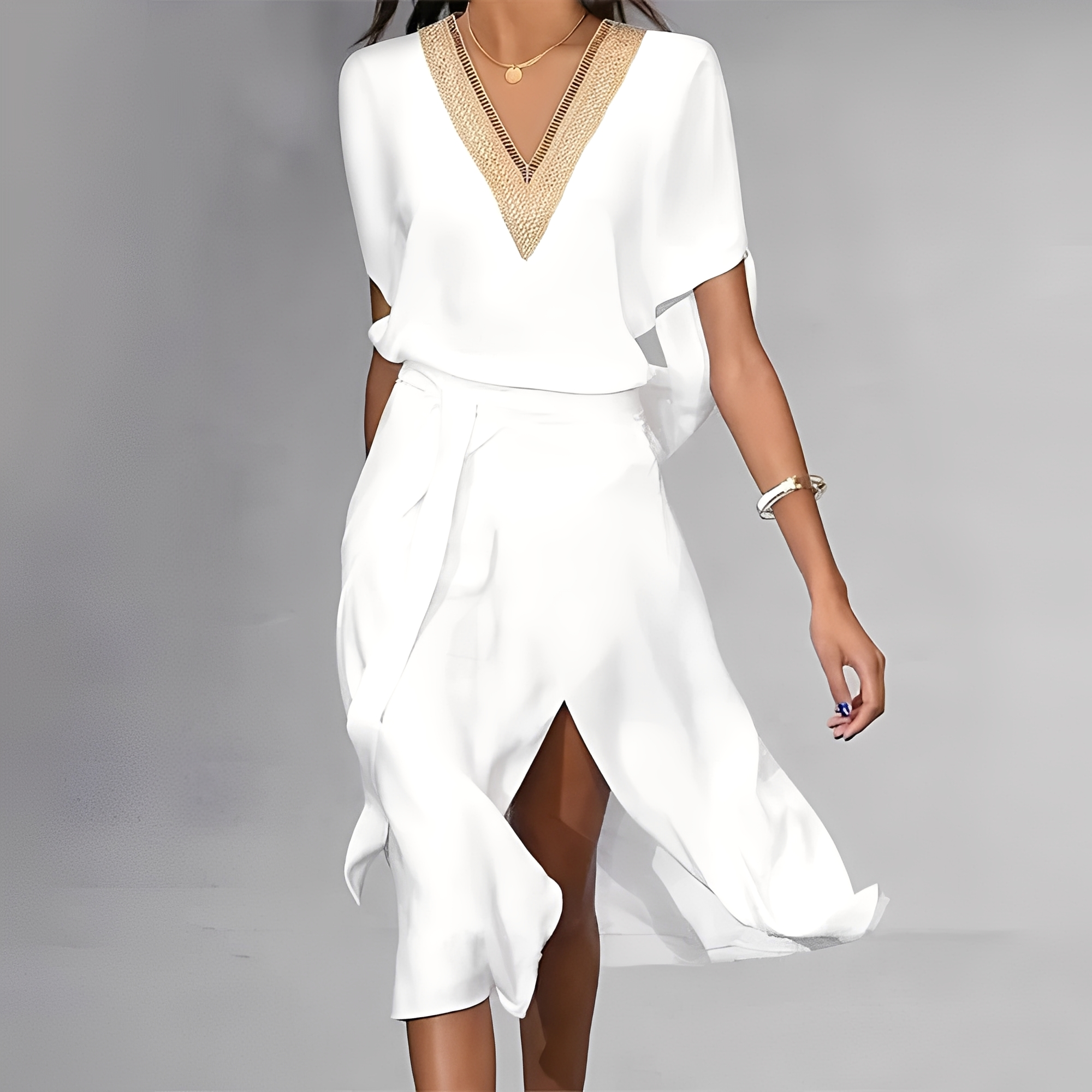 Isabella – White Midi Dress for Women