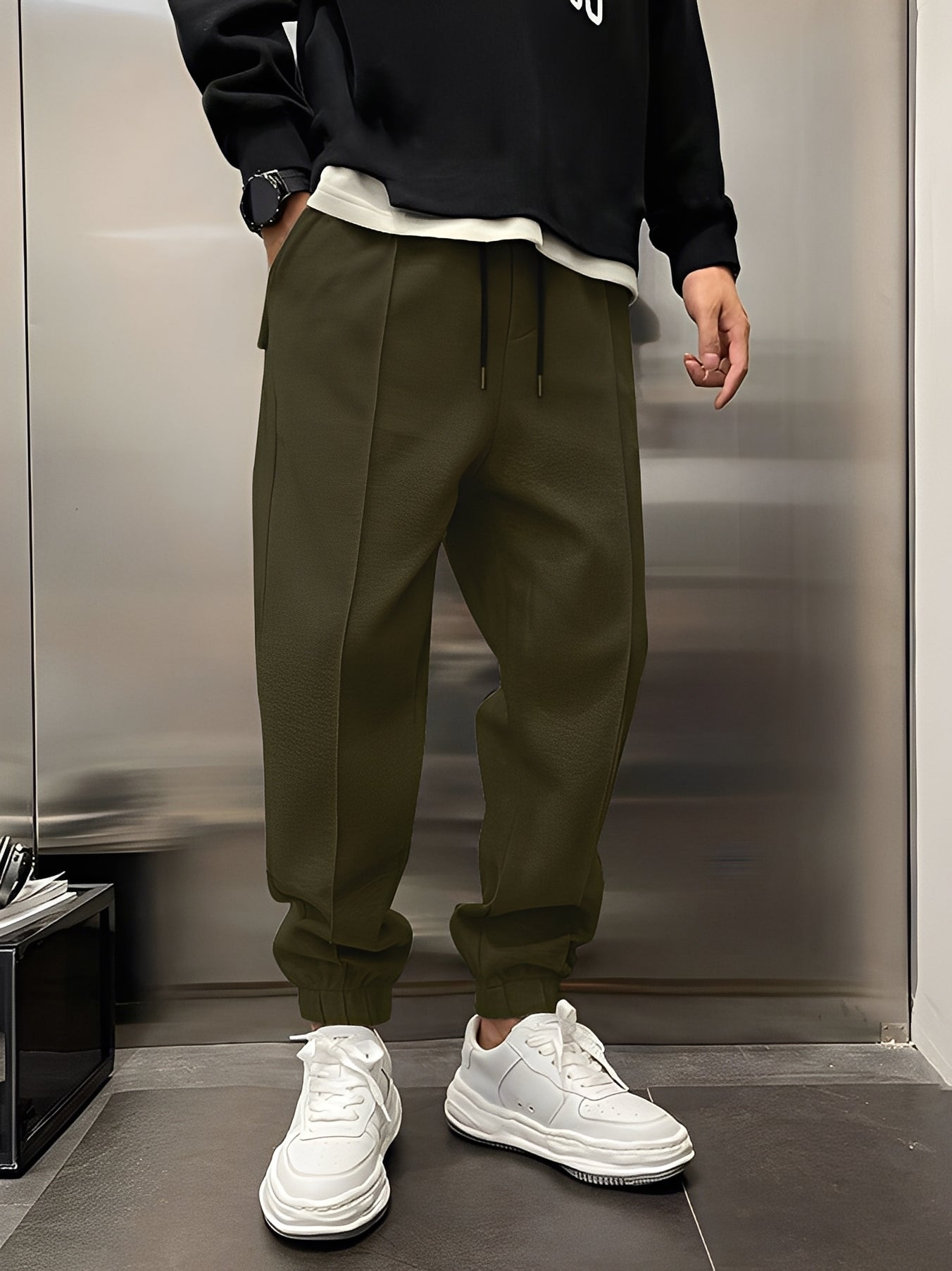 Philip - Men's Casual, Thick, Wide-Leg Pants
