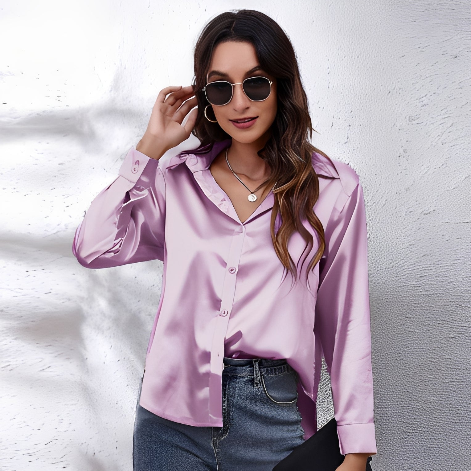 Haylee - Casual Long Sleeve Silk Shirt for Women