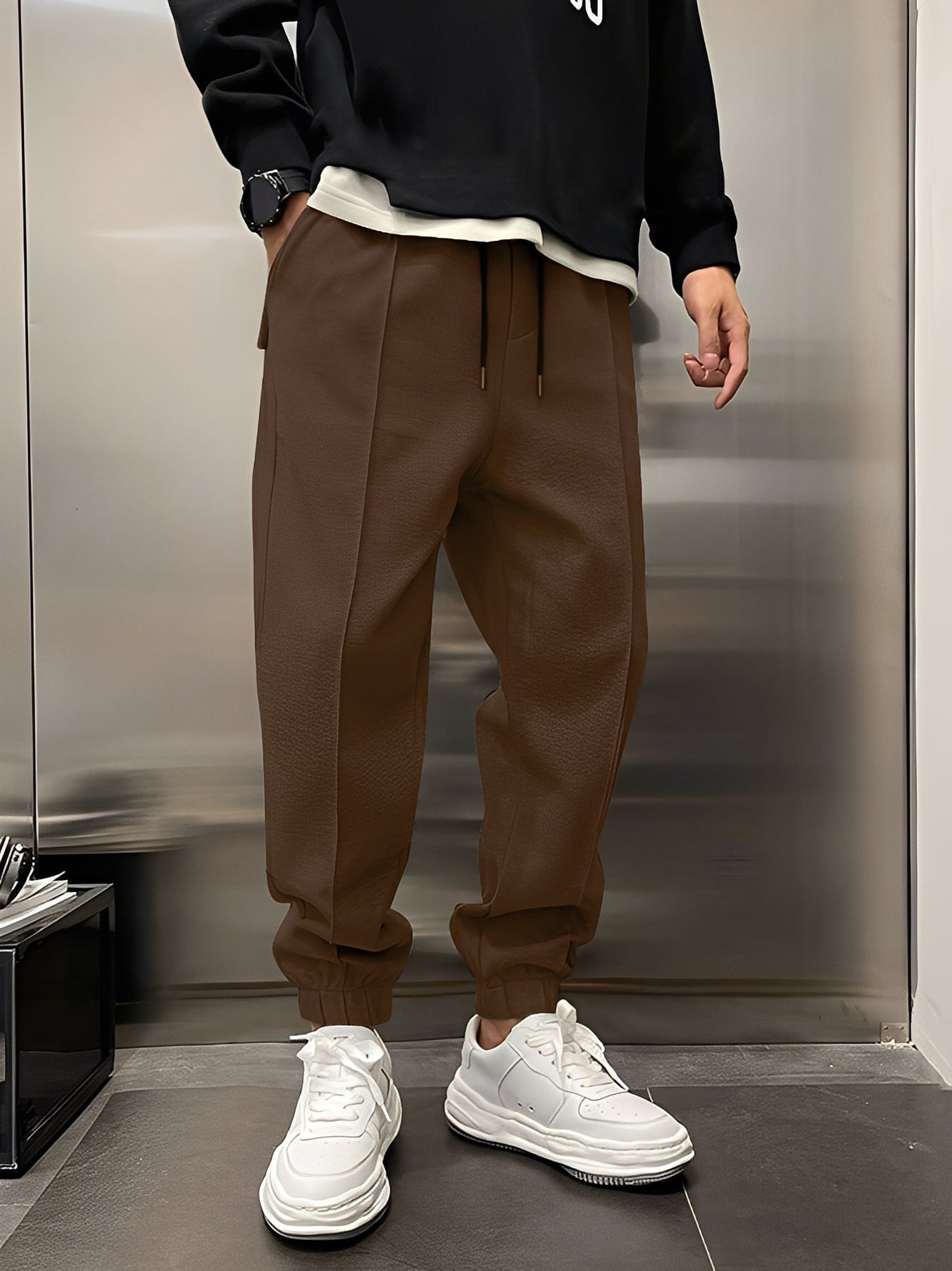 Philip - Men's Casual, Thick, Wide-Leg Pants