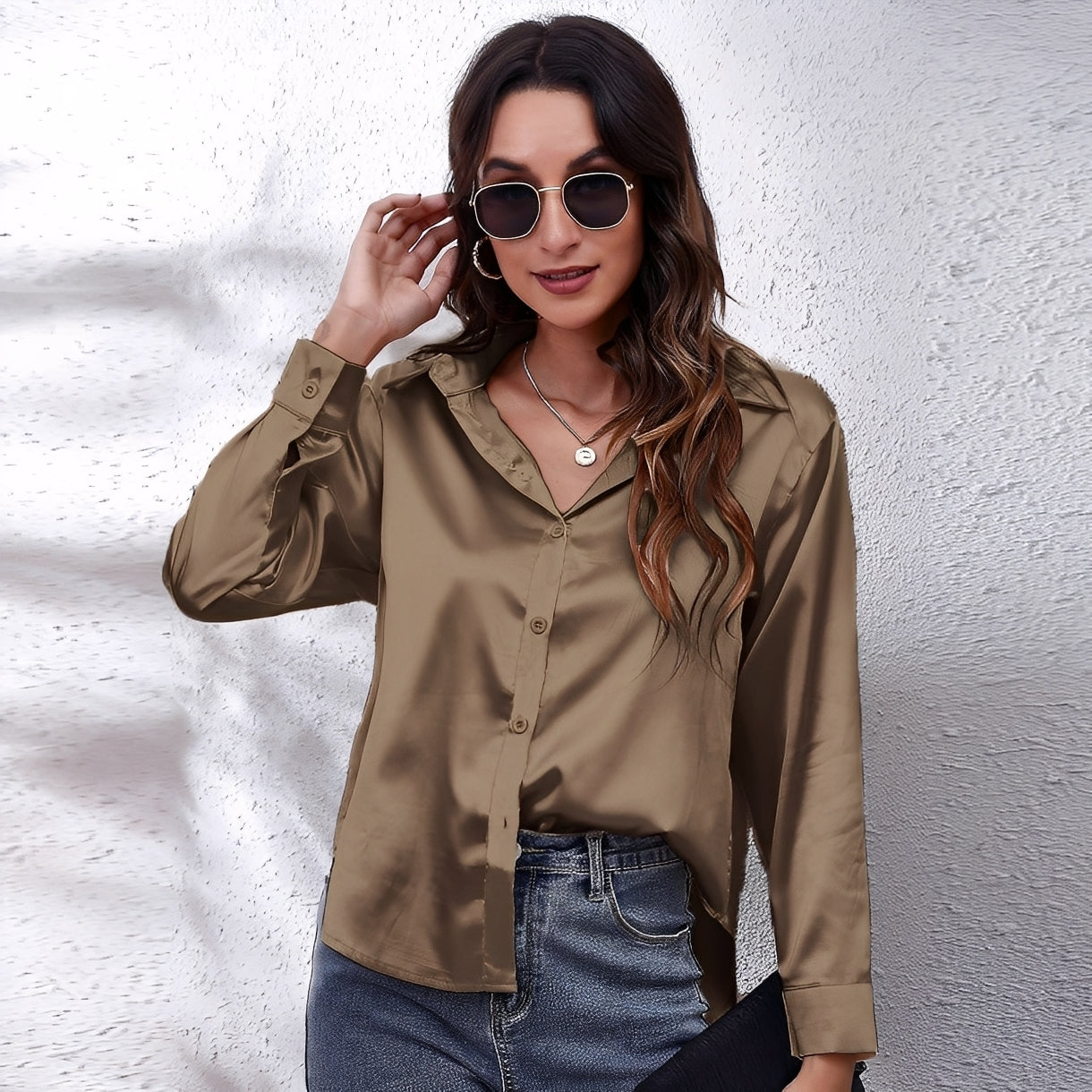 Haylee - Casual Long Sleeve Silk Shirt for Women
