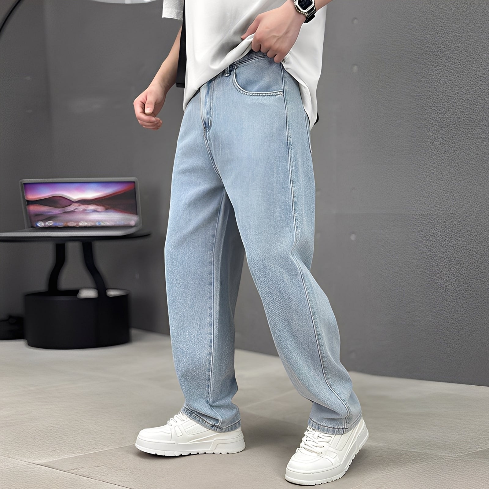 Wendell - Stylish Jeans with Wide Leg for Men