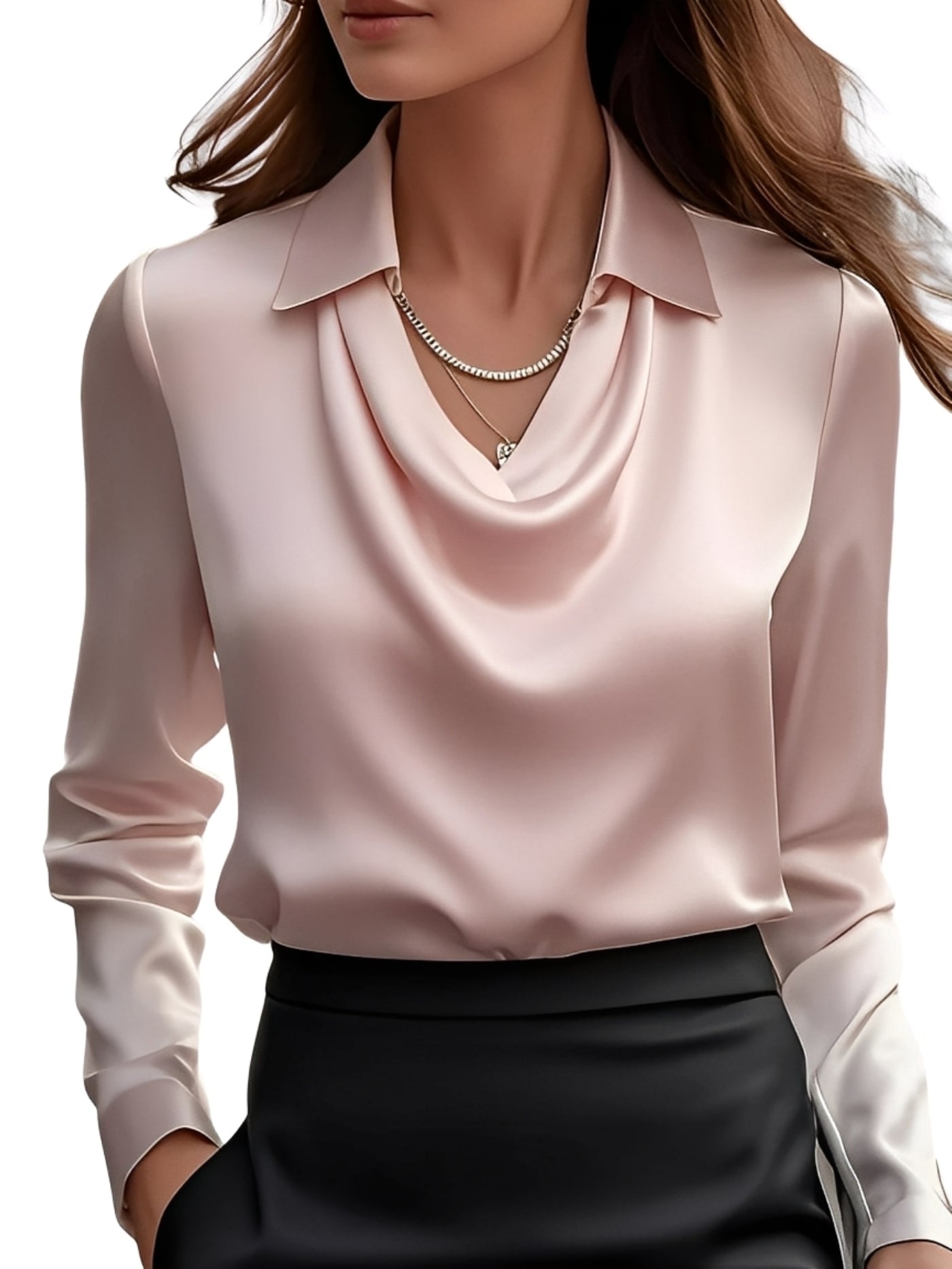 Dionne - Elegant Long Sleeve Blouse from Satin for Women