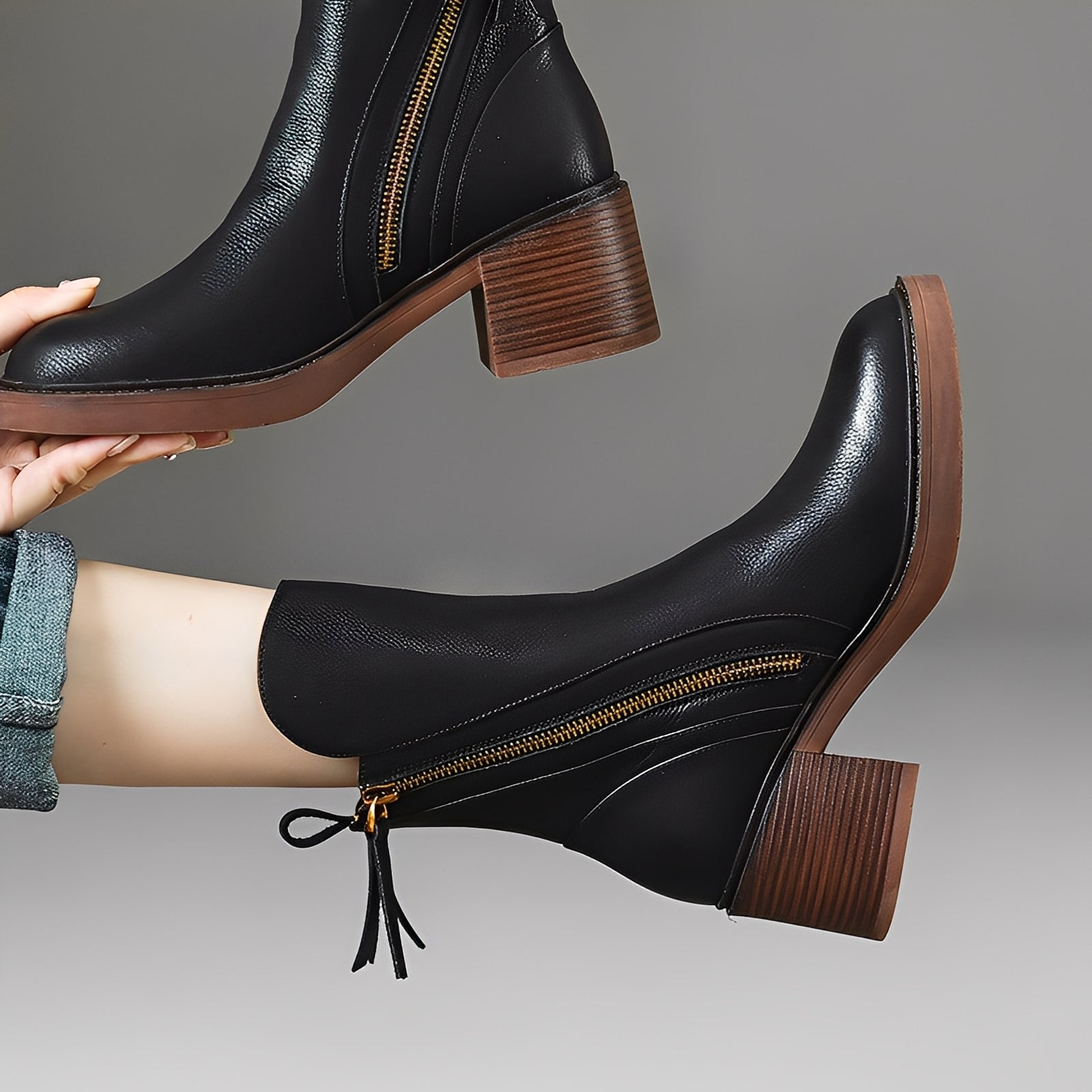 Pamella - Traditional ankle-high women's leather boots