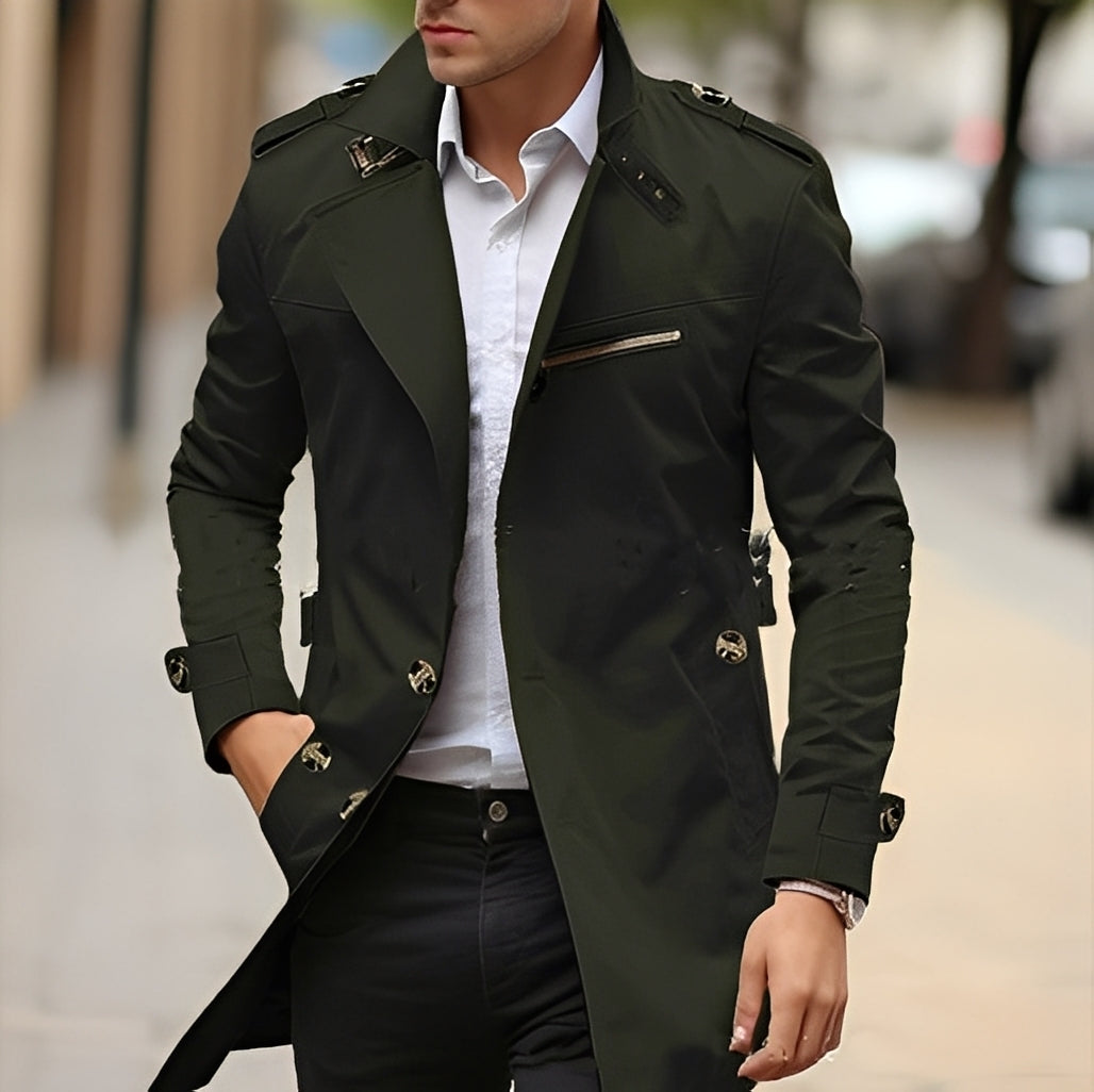 Ansel - Stylish Trench Coat with Notch Collar for Men