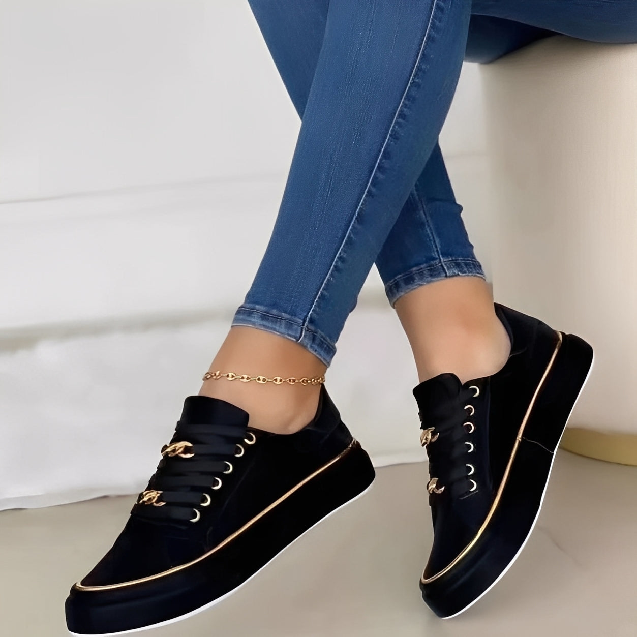 Deziree - Trendy Platform Shoes with Chains for Women