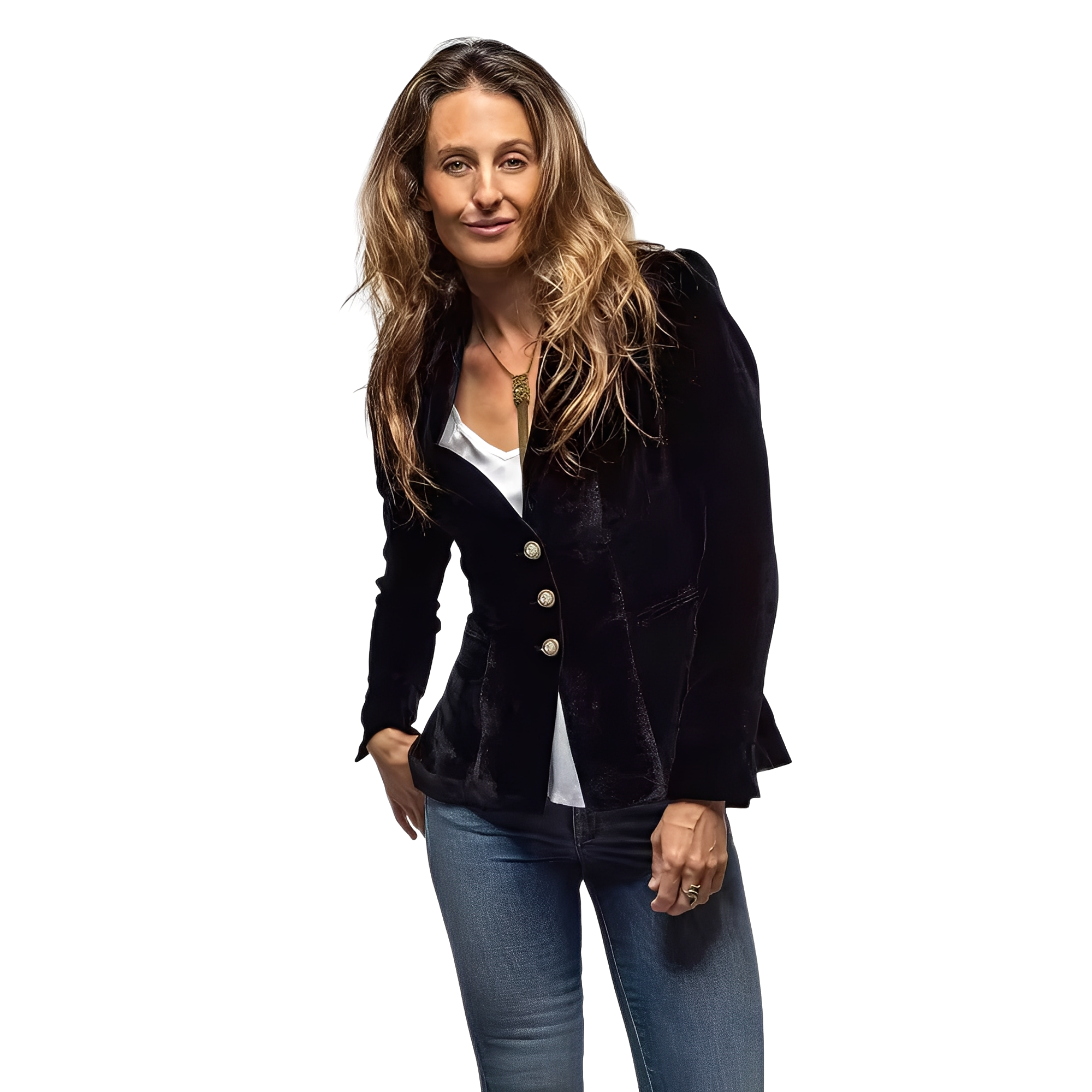 Martha - Classic Blazer with Notch Collar in Velvet for Women