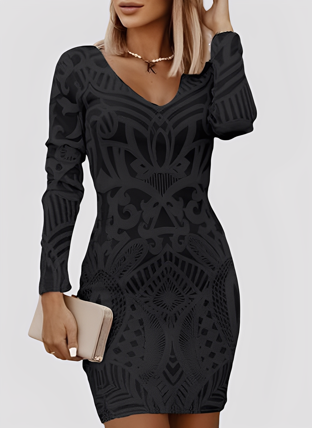 Caitlyn - Stylish, long-sleeved slim-fit dress for women