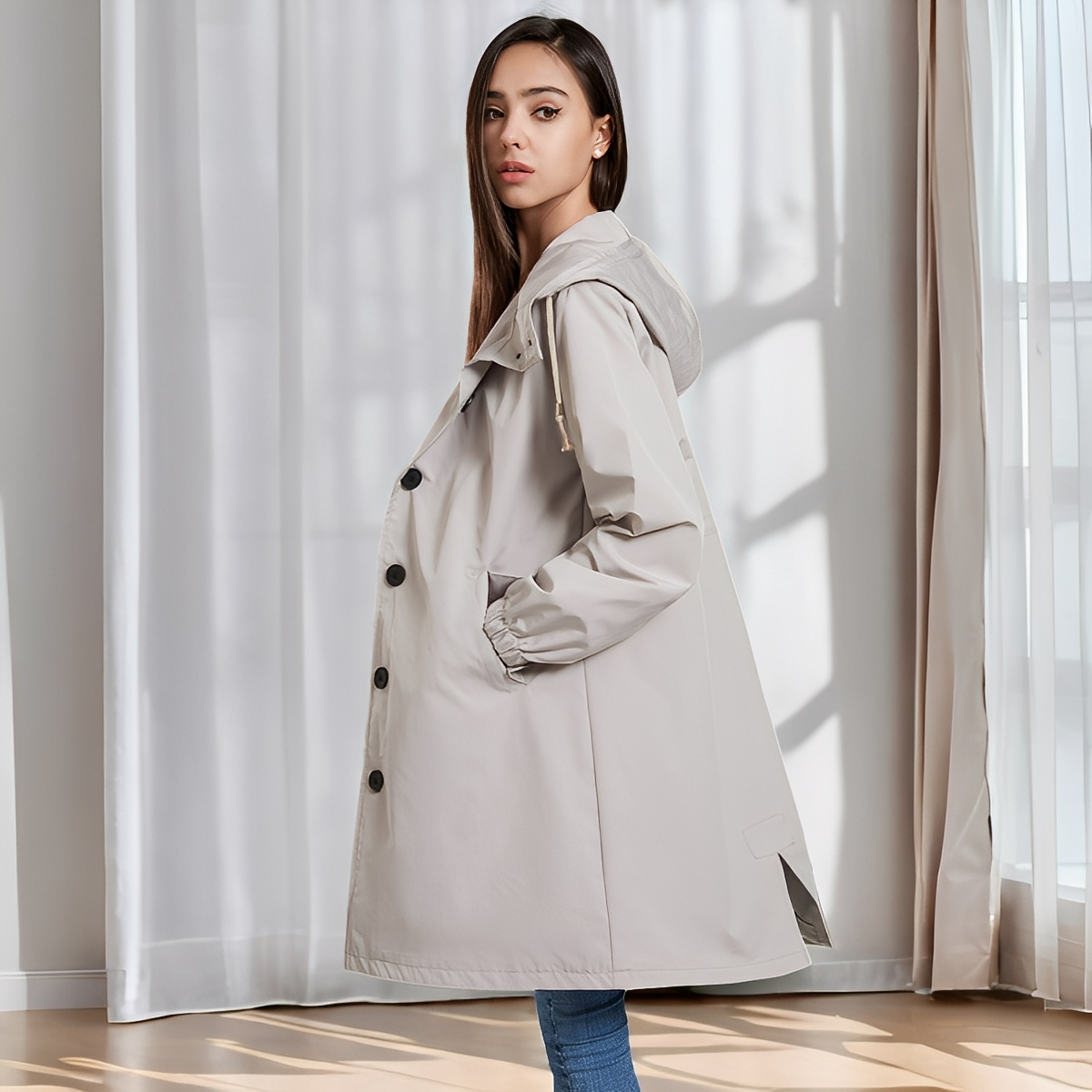 Vivyan - Casual waterproof jacket with hood for women