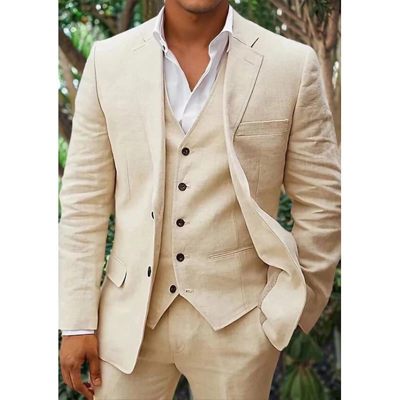 Erik - Linen 3-Piece Suit Set