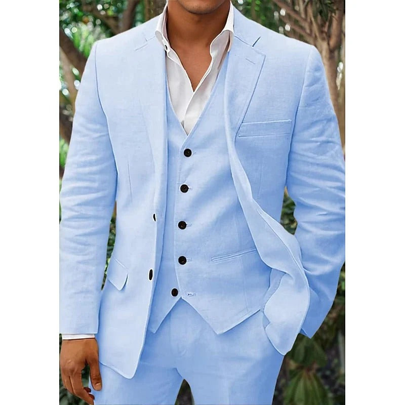 Erik - Linen 3-Piece Suit Set
