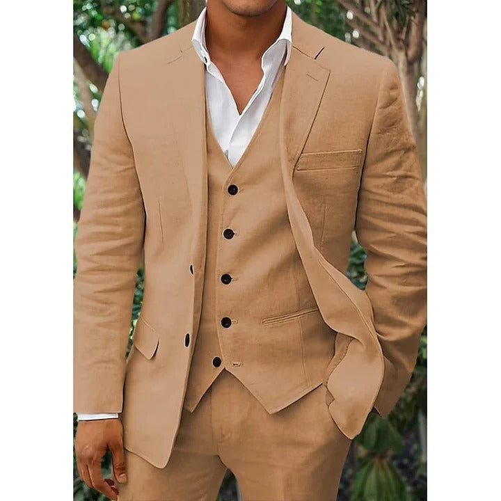 Erik - Linen 3-Piece Suit Set