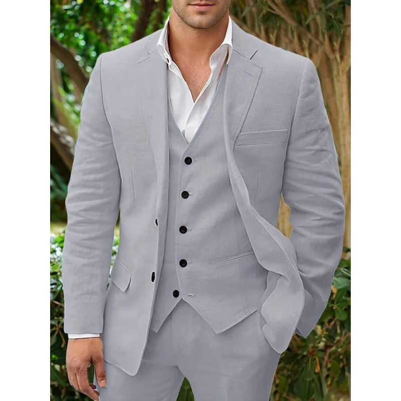 Erik - Linen 3-Piece Suit Set