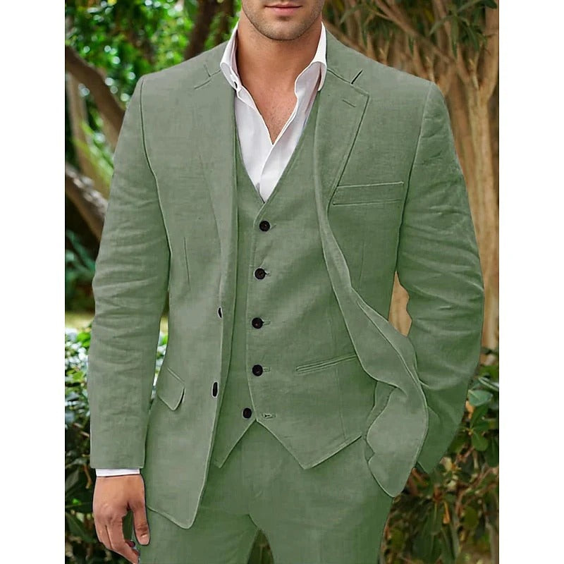 Erik - Linen 3-Piece Suit Set