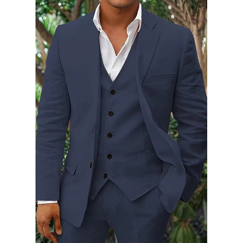 Erik - Linen 3-Piece Suit Set