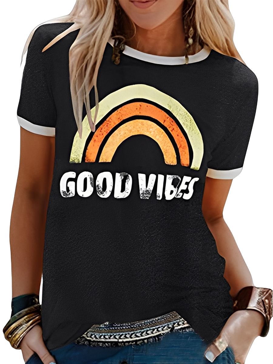 Daria - Simple Shirt with Good Vibes Print for Women