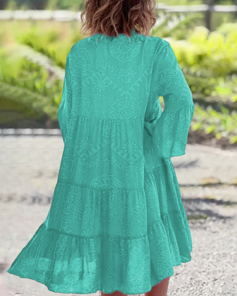Mia – Dress with geometric boho print sleeves