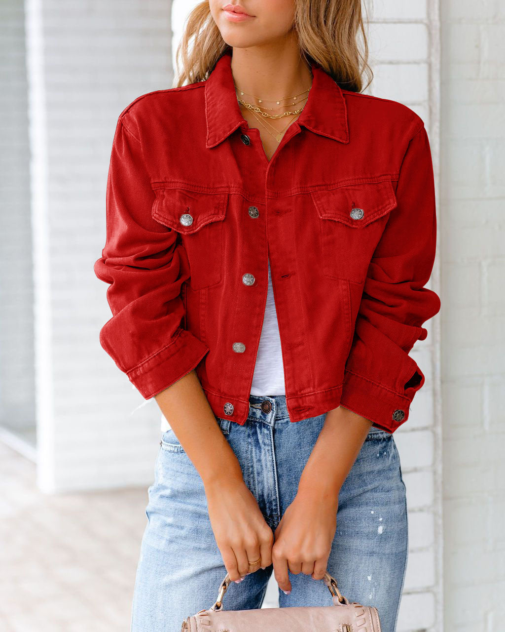 Paulene - Stylish Jeans Jacket with Buttons and Pockets