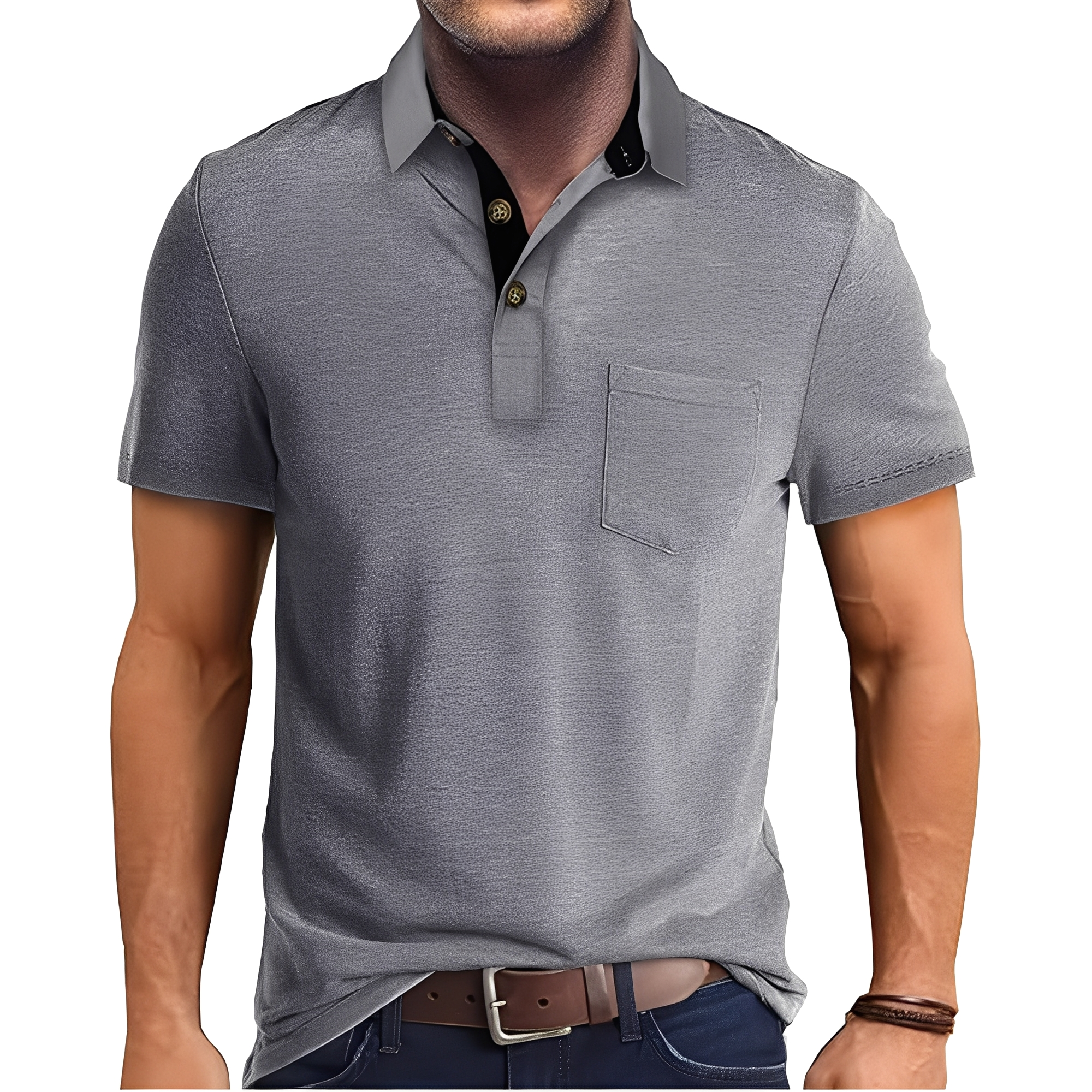 Abner - Retro Polo Shirt with Short Sleeves for Men
