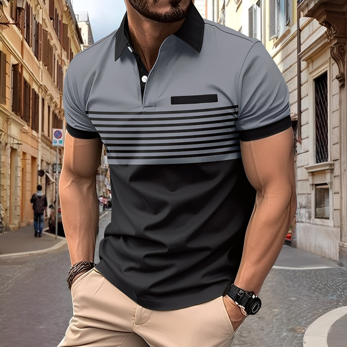 Derryl - Men's Trendy Striped Polo Shirt