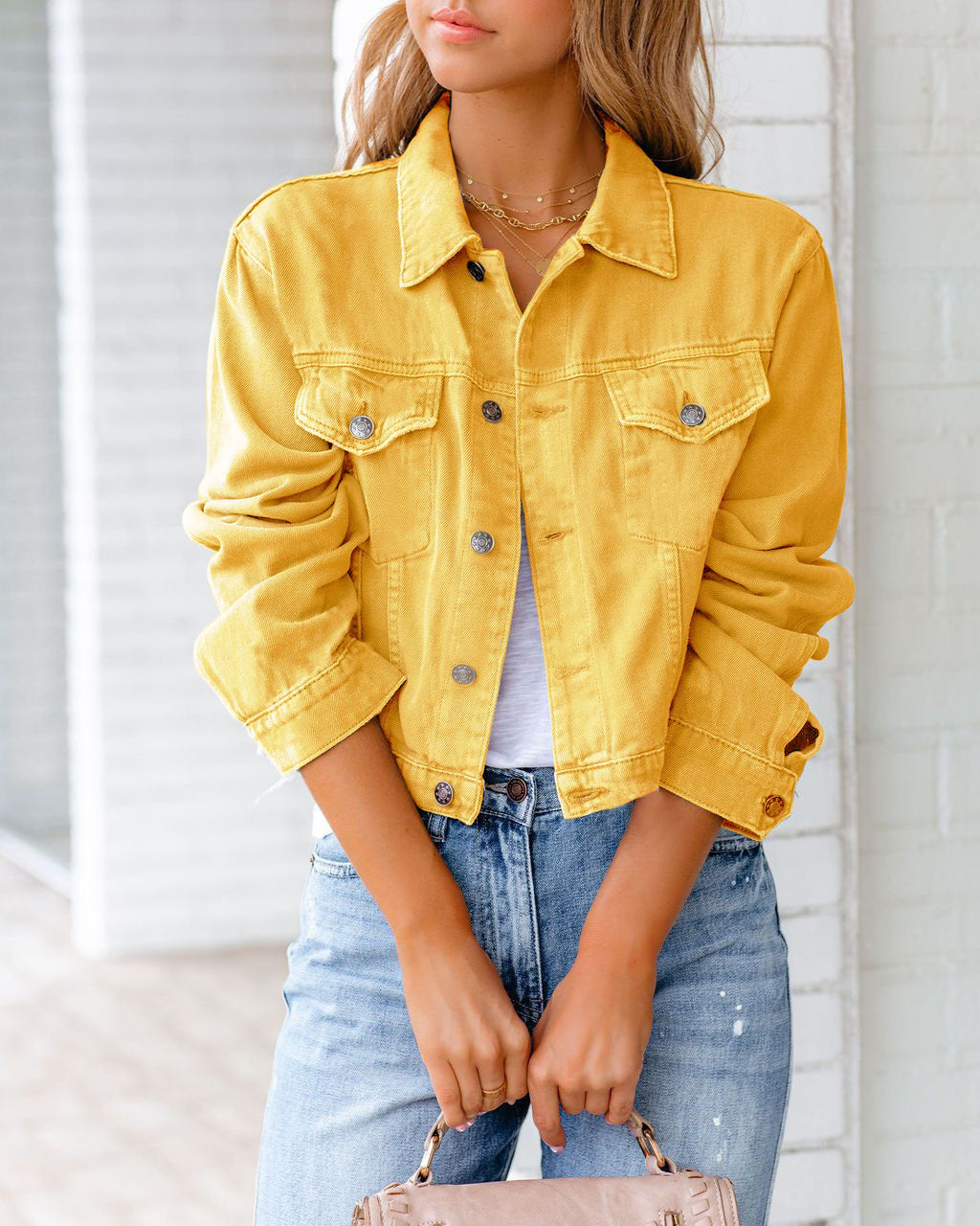 Paulene - Stylish Jeans Jacket with Buttons and Pockets