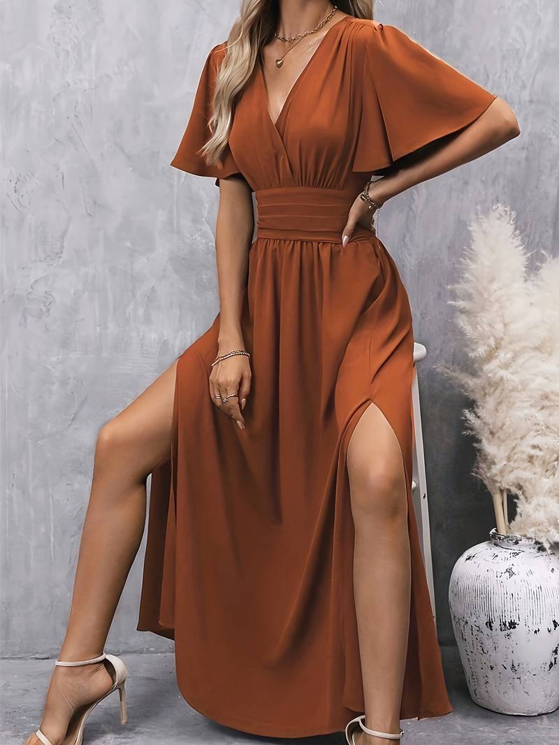 Juliette – Dress with Ruffle Collar and Pleated Waist for Women