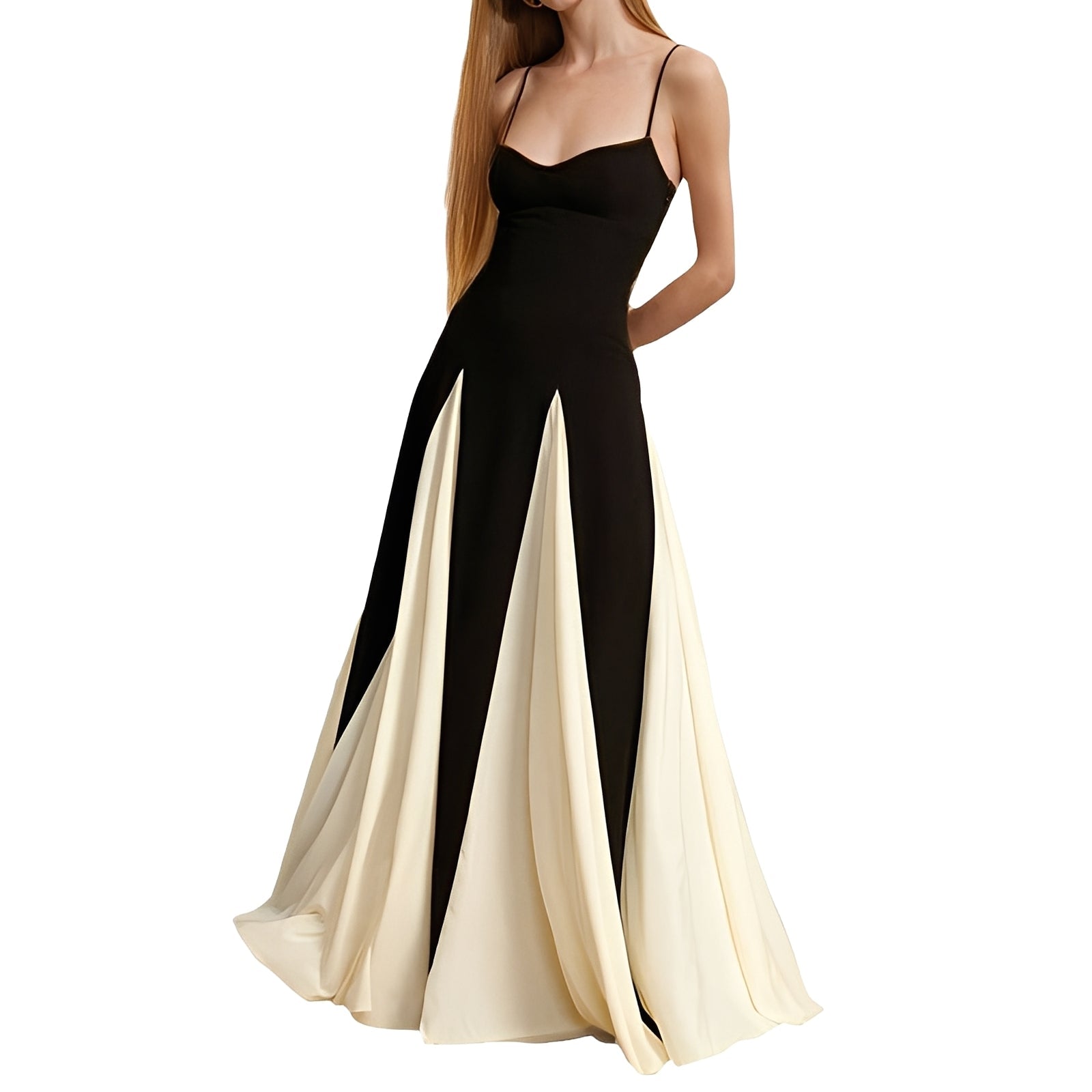 Charisse - Elegant Contrast Dress with Large Hem for Women