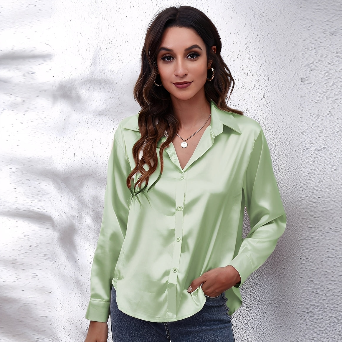 Haylee - Casual Long Sleeve Silk Shirt for Women