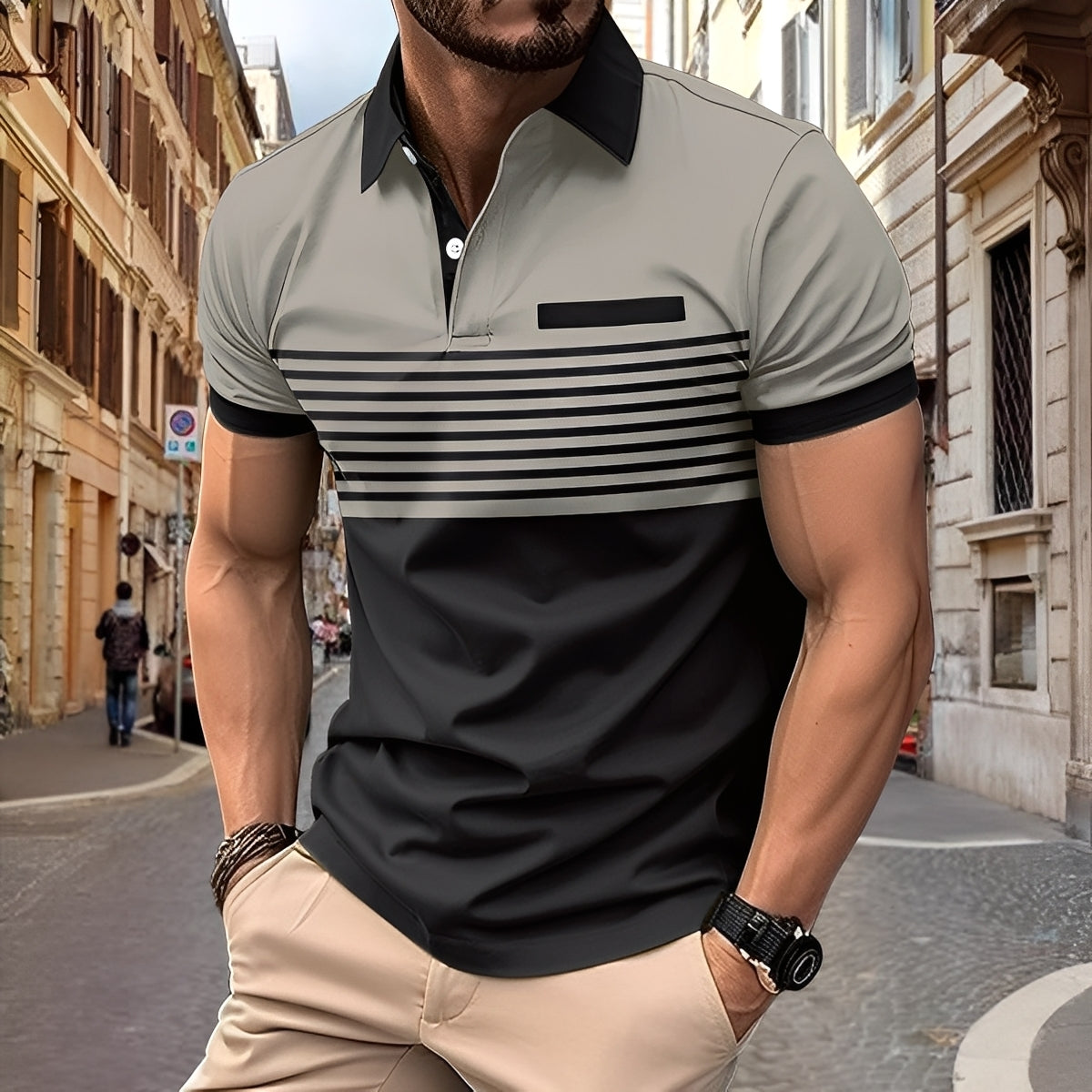 Derryl - Men's Trendy Striped Polo Shirt