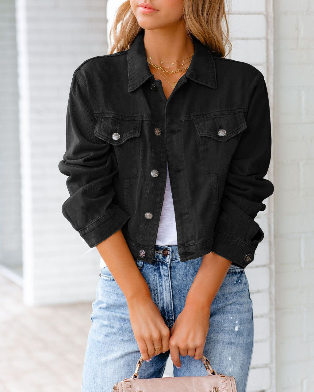 Paulene - Stylish Jeans Jacket with Buttons and Pockets