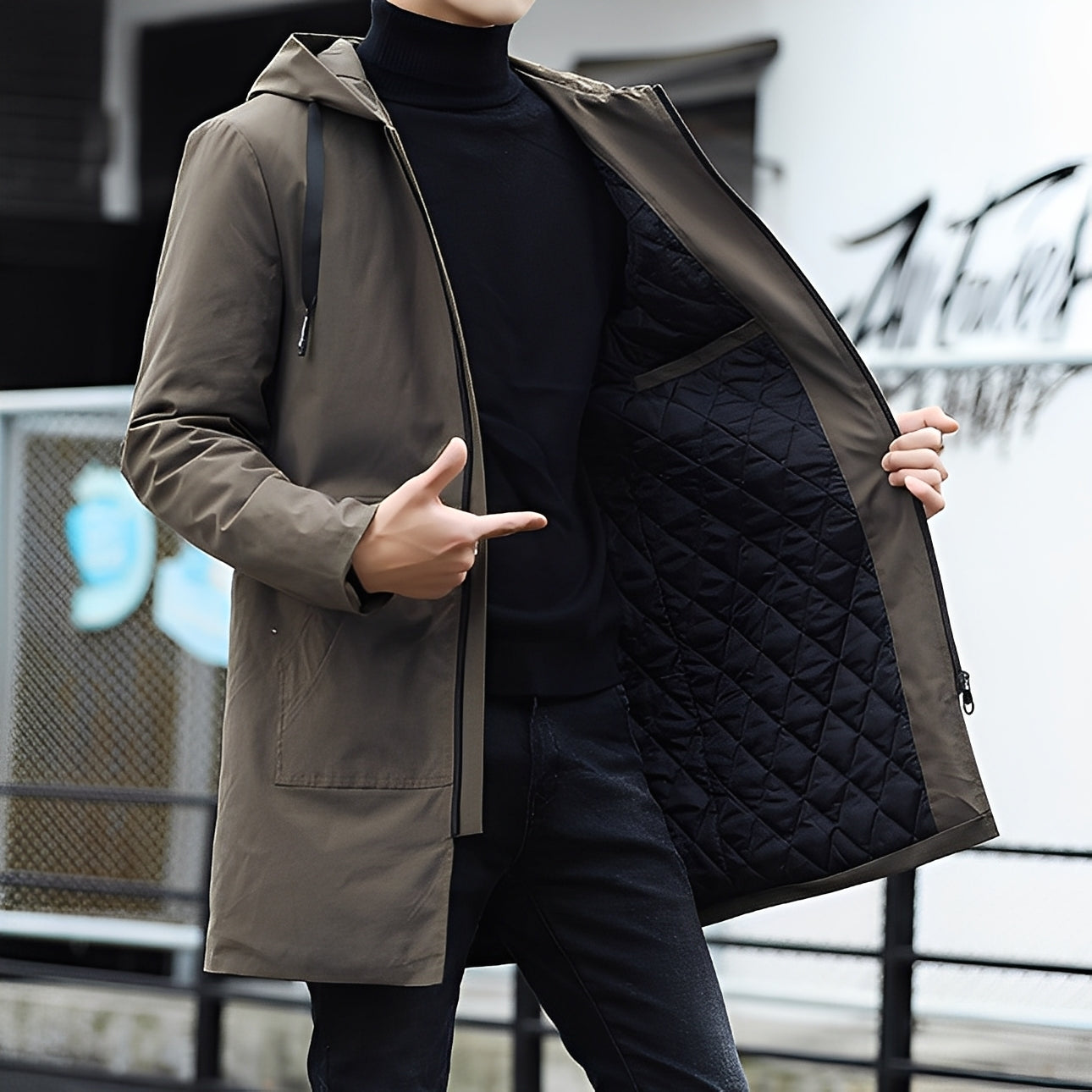 Lucas - Men's Casual, Thick, Waterproof Jacket with Hood