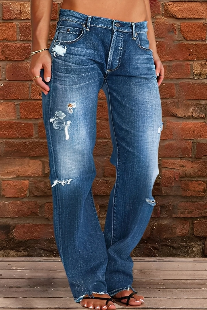 Demetria - Traditional Low-Rise Washed Jeans for Women