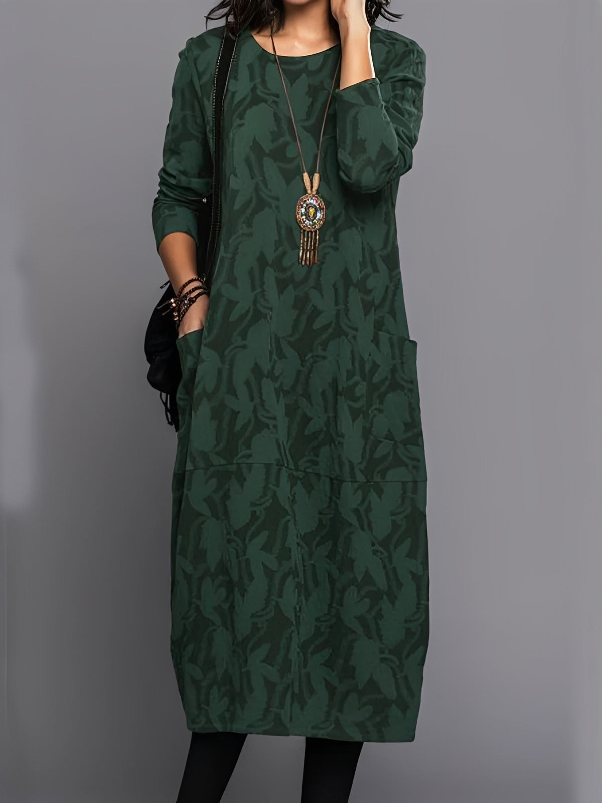Kadence - Trendy Women's Long Sleeve Dress with Pattern