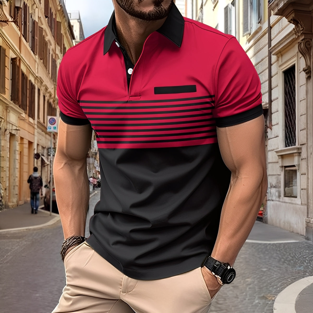 Derryl - Men's Trendy Striped Polo Shirt