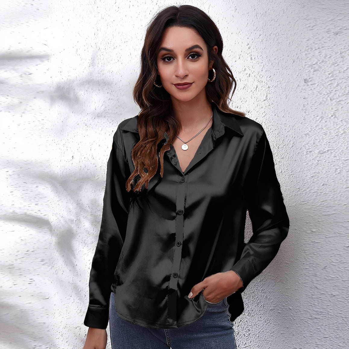 Haylee - Casual Long Sleeve Silk Shirt for Women