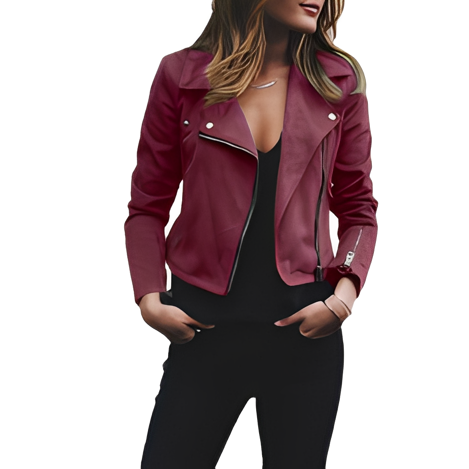 Euphemia - Fashionable women's short jacket with a notch collar