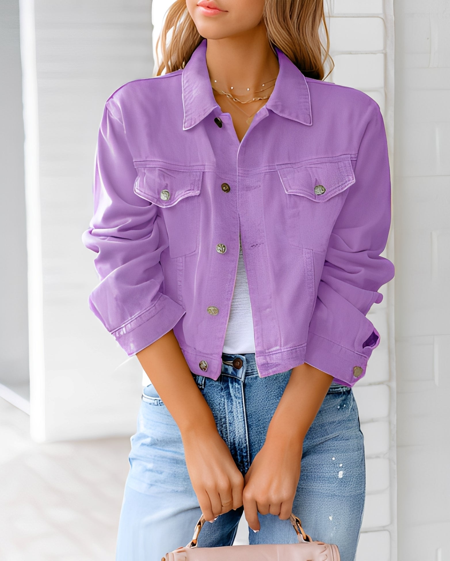 Paulene - Stylish Jeans Jacket with Buttons and Pockets