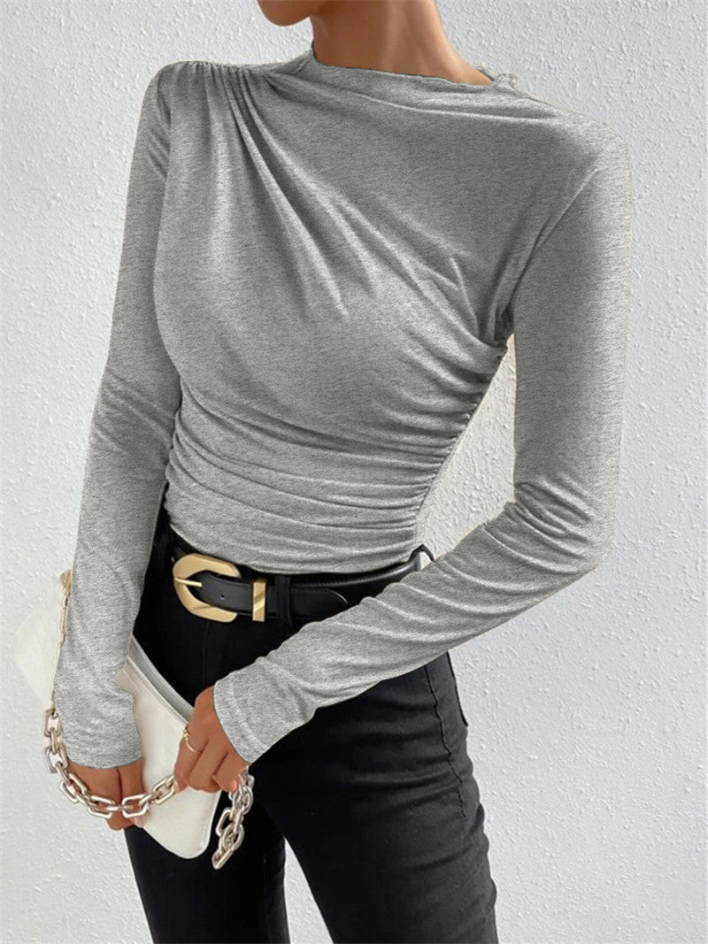 Livia – Long Sleeve Shirt with Pleats