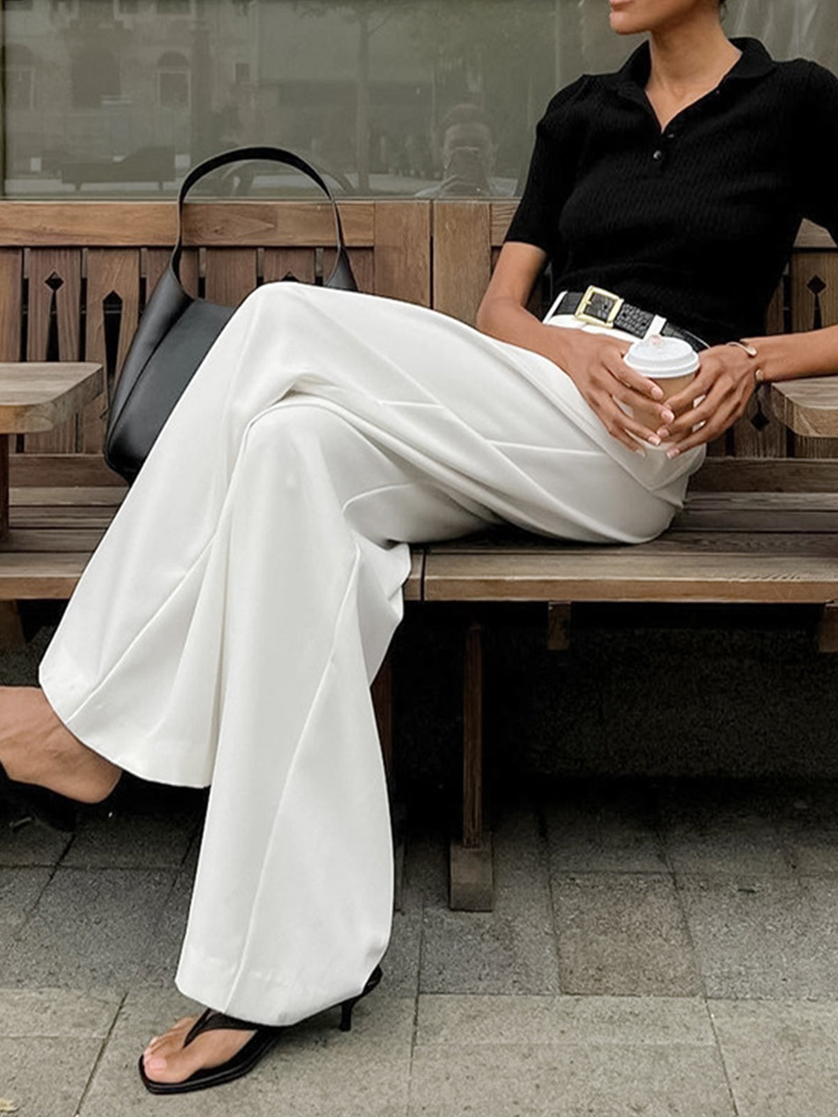 Marlene – Wide Fabric Pants Without Belt