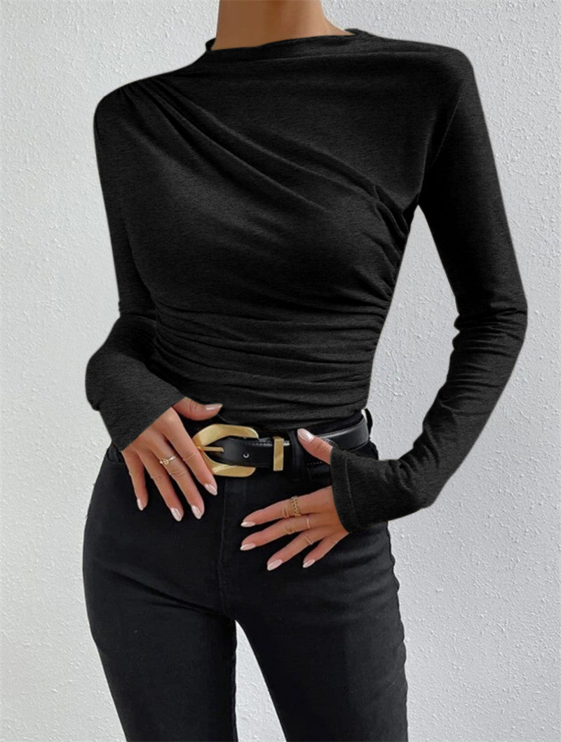 Livia – Long Sleeve Shirt with Pleats