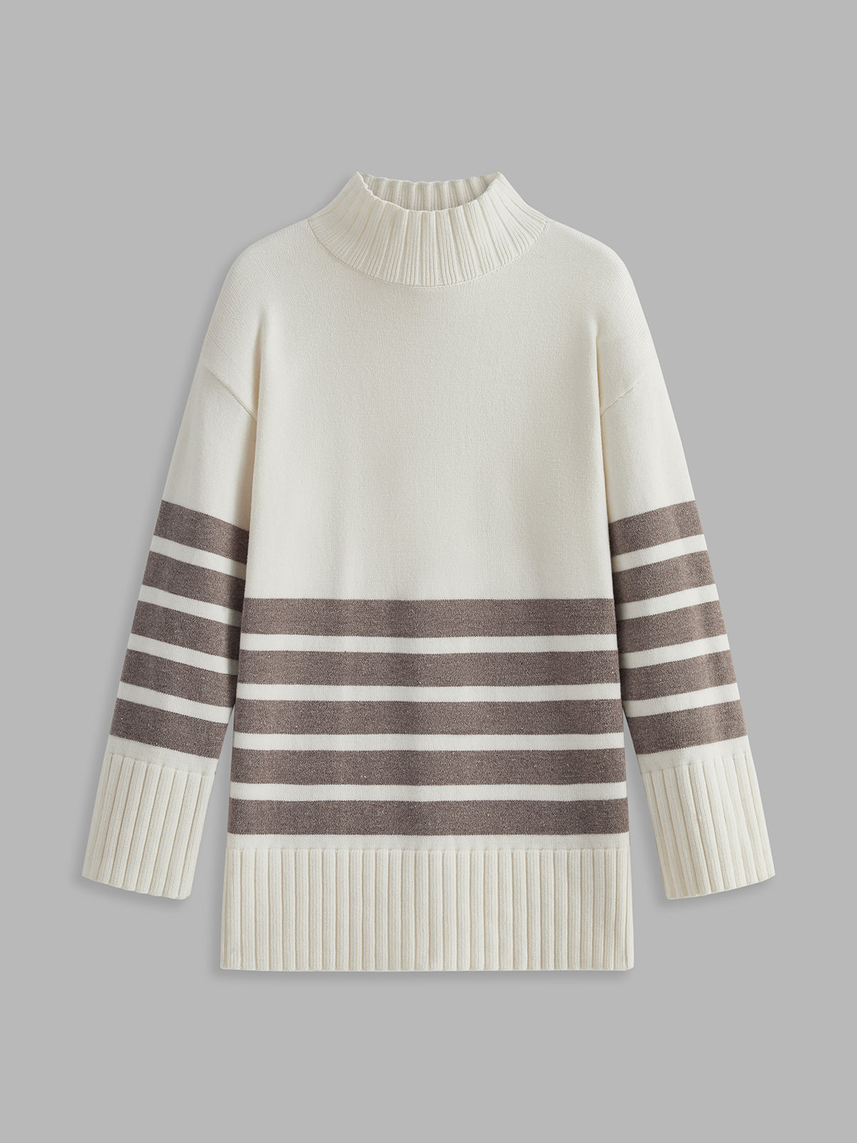Colette – Striped Mock-Neck Pullover