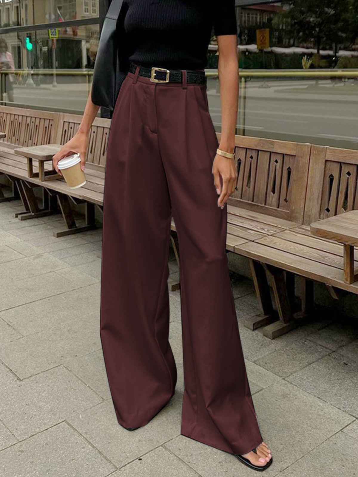 Marlene – Wide Fabric Pants Without Belt