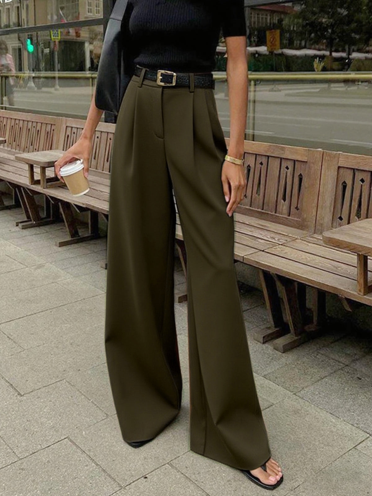 Marlene – Wide Fabric Pants Without Belt