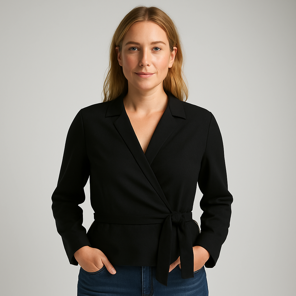 Saffron-lux | Women – Wrap Blouse – Tie Waist – Chic Everyday Look