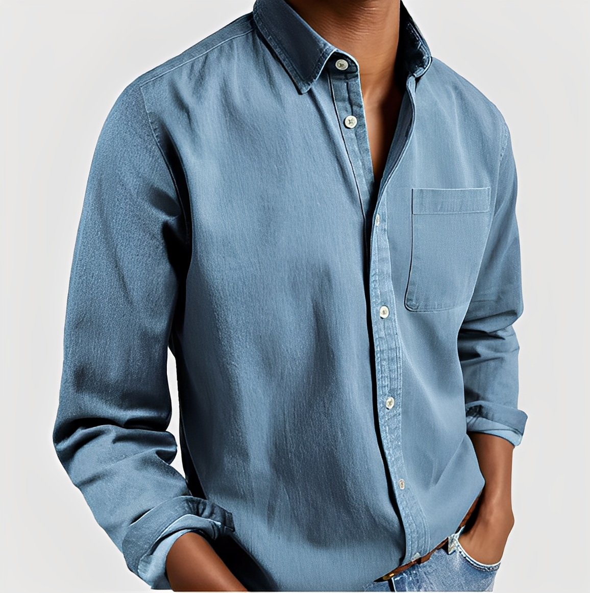 Maxime - Casual Denim Shirt Soft Blend