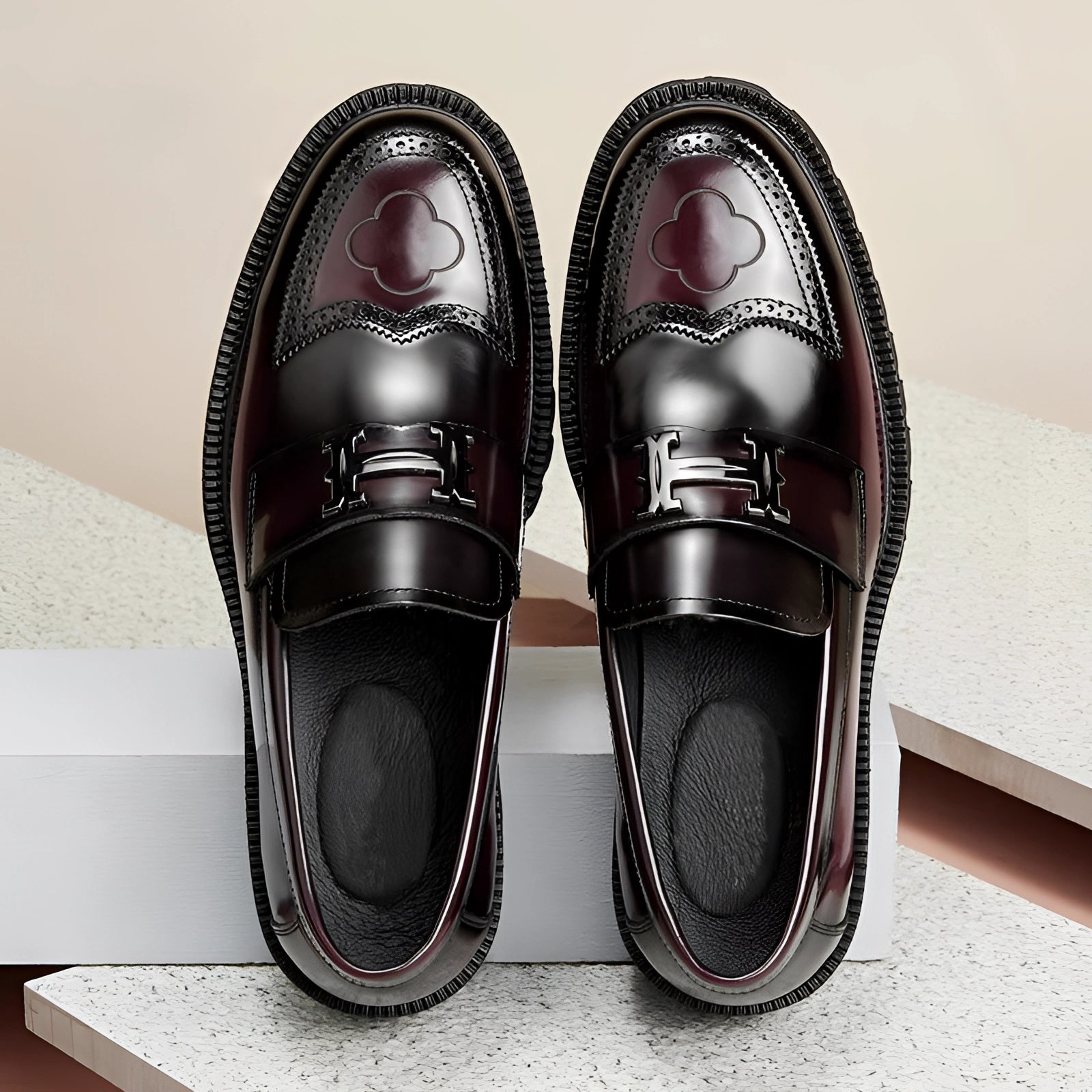 Marc – Burgundy Leather Loafers with Thick Sole