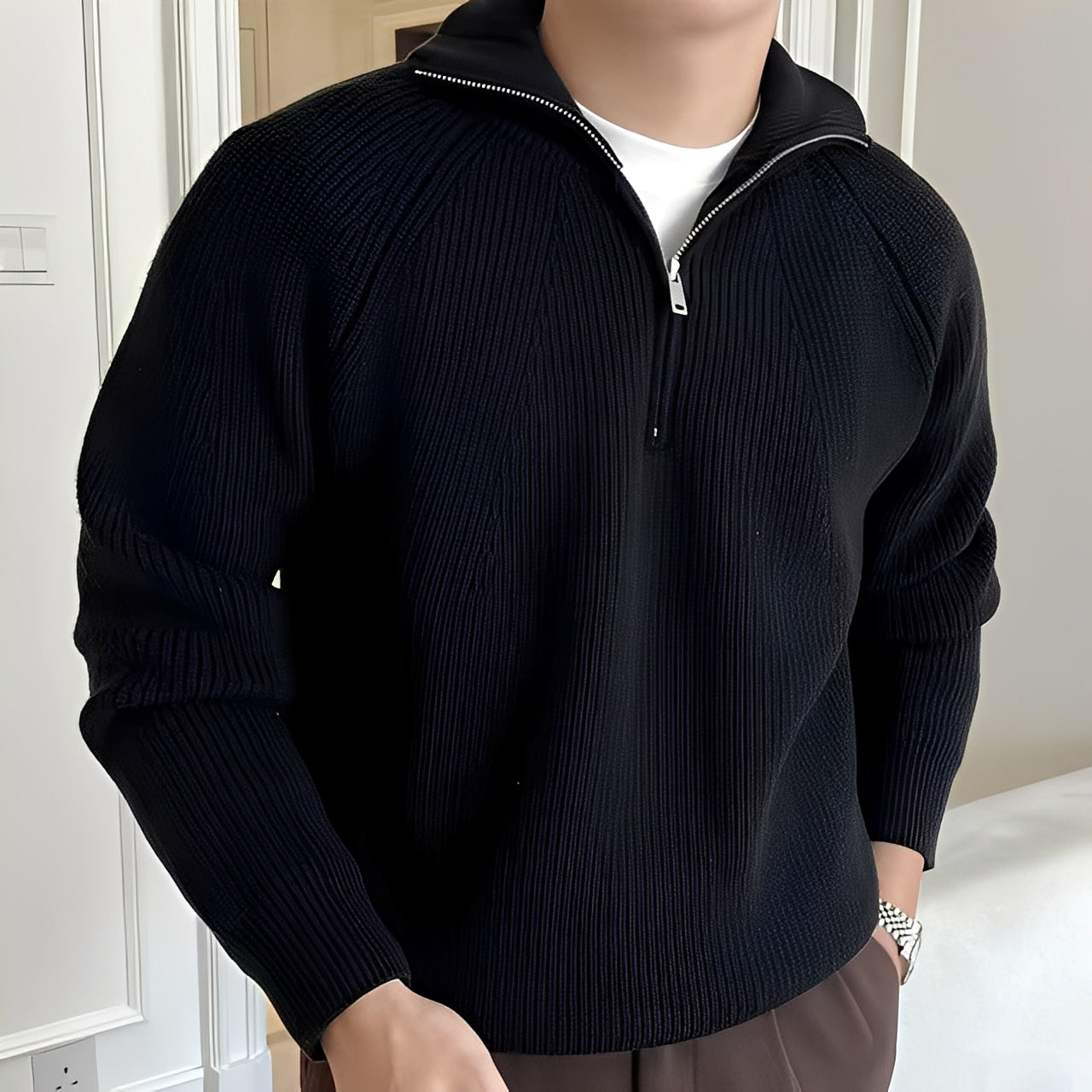Lino – Cotton Quarter-Zip Sweater